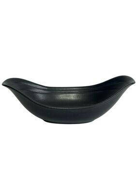 Vtg Hyalyn Pottery Dish Canoe Serving Bowl Black 304 Mid Century Modern Planter